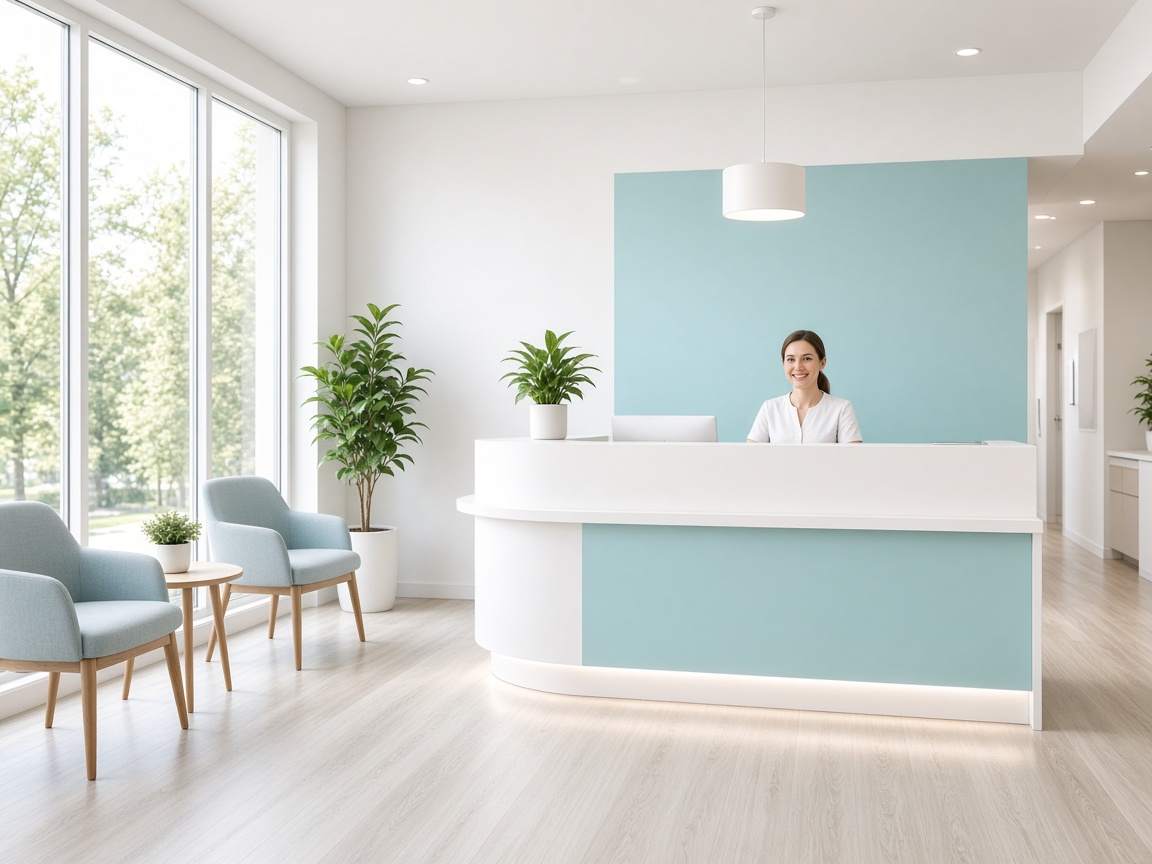Recepción luminosa de la consulta médica del Dr. Vladimir Alejandro Urtecho Ortiz en Málaga